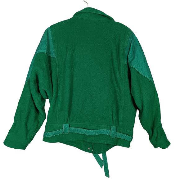 Vintage Winlit Women Jacket Size Medium Green Felt and Leather Panelsd - Picture 7 of 16